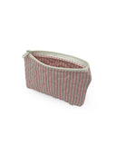 Ticking Stripe Sand/Fuchsia Quilted Makeup Bag