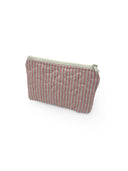 Ticking Stripe Sand/Fuchsia Quilted Makeup Bag