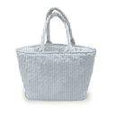 Ticking Stripe Blue Quilted Handbag