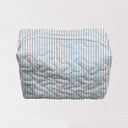 Ticking Stripe Blue Quilted Makeup Bag