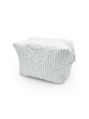 Ticking Stripe Blue Quilted Makeup Bag