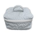 Ticking Stripe Blue Quilted Travel Case