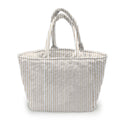 Ticking Stripe Brown Quilted Handbag