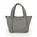 Ticking Stripe Linen/Black Zipper Tote Bag