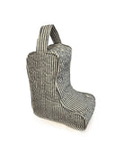 Ticking Stripe Linen/Black Quilted Boot Bag