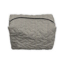 Ticking Stripe Linen/Black Quilted Makeup Bag