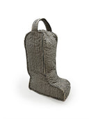 Ticking Stripe Linen/Black Quilted Boot Bag