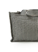 Ticking Stripe Linen/Black Quilted Tote