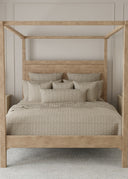 Ticking Stripe Linen / Charcoal Quilt