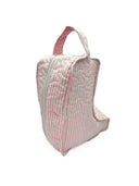 Ticking Stripe Sand/Fuchsia Quilted Boot Bag