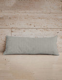 Ticking Stripe Linen / Navy Quilted Oblong 14" x33" Pillow