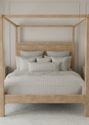 Ticking Stripe Linen / Navy Quilt