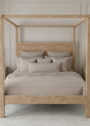 Ticking Stripe Linen / Purple Quilt