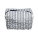 Ticking Stripe Navy Quilted Makeup Bag