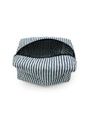 Ticking Stripe Navy Quilted Makeup Bag