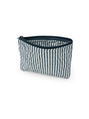 Ticking Stripe Navy Quilted Makeup Bag