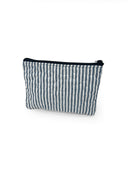 Ticking Stripe Navy Quilted Makeup Bag