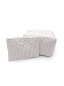 Ticking Stripe Pink Quilted Makeup Bag