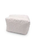Ticking Stripe Pink Quilted Makeup Bag