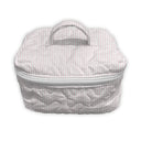 Ticking Stripe Pink Quilted Travel Case