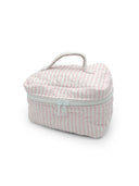 Ticking Stripe Pink Quilted Travel Case