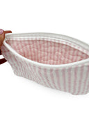 Ticking Stripe Pink Quilted Makeup Bag