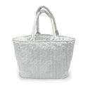 Ticking Stripe Sage Quilted Handbag