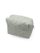 Ticking Stripe Sage Quilted Makeup Bag