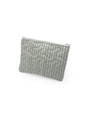 Ticking Stripe Sage Quilted Makeup Bag