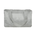 Ticking Stripe Sage Quilted Tote