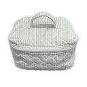 Ticking Stripe Sage Quilted Travel Case