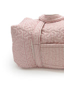 Ticking Stripe Sand/Fuchsia Quilted Weekender Duffle Bag