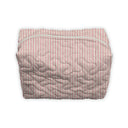 Ticking Stripe Sand/Fuchsia Quilted Makeup Bag