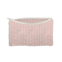 Ticking Stripe Sand/Fuchsia Quilted Makeup Bag