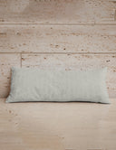 Ticking Stripe Slate Linen Quilted Oblong 14"x33" Pillow
