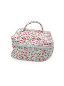 Floral-patterned fabric bag on a white background