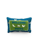 "Welcome Peeps" Peacock Quilted Mini Pillow 8" x 12"