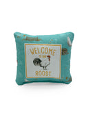 "Welcome to our Roost" Turquoise Quilted Mini Pillow 8" x 8"