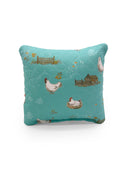 "Welcome to our Roost" Turquoise Quilted Mini Pillow 8" x 8"