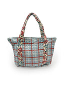 Erin & Ben Co. Willow Plaid Blue Zipper Tote Bag