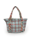 Erin & Ben Co. Willow Plaid Blue Zipper Tote Bag