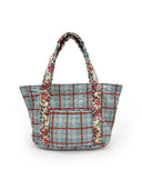 Erin & Ben Co. Willow Plaid Blue Zipper Tote Bag
