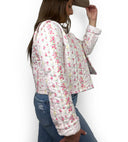 Wilshire Stripe Pink Cropped Quilted Jacket