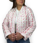 Wilshire Stripe Pink Cropped Quilted Jacket