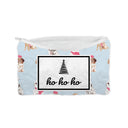 "Ho Ho Ho" Sweater Pups Blue Quilted Makeup Bag