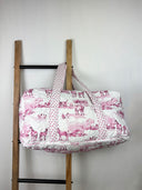 Donkey Toile Fuchsia Quilted Weekender Duffle Bag
