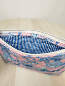 Ozara Jungle Pink Quilted Makeup Bag