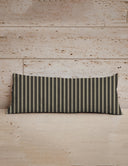 Striped fabric panel on a wooden background